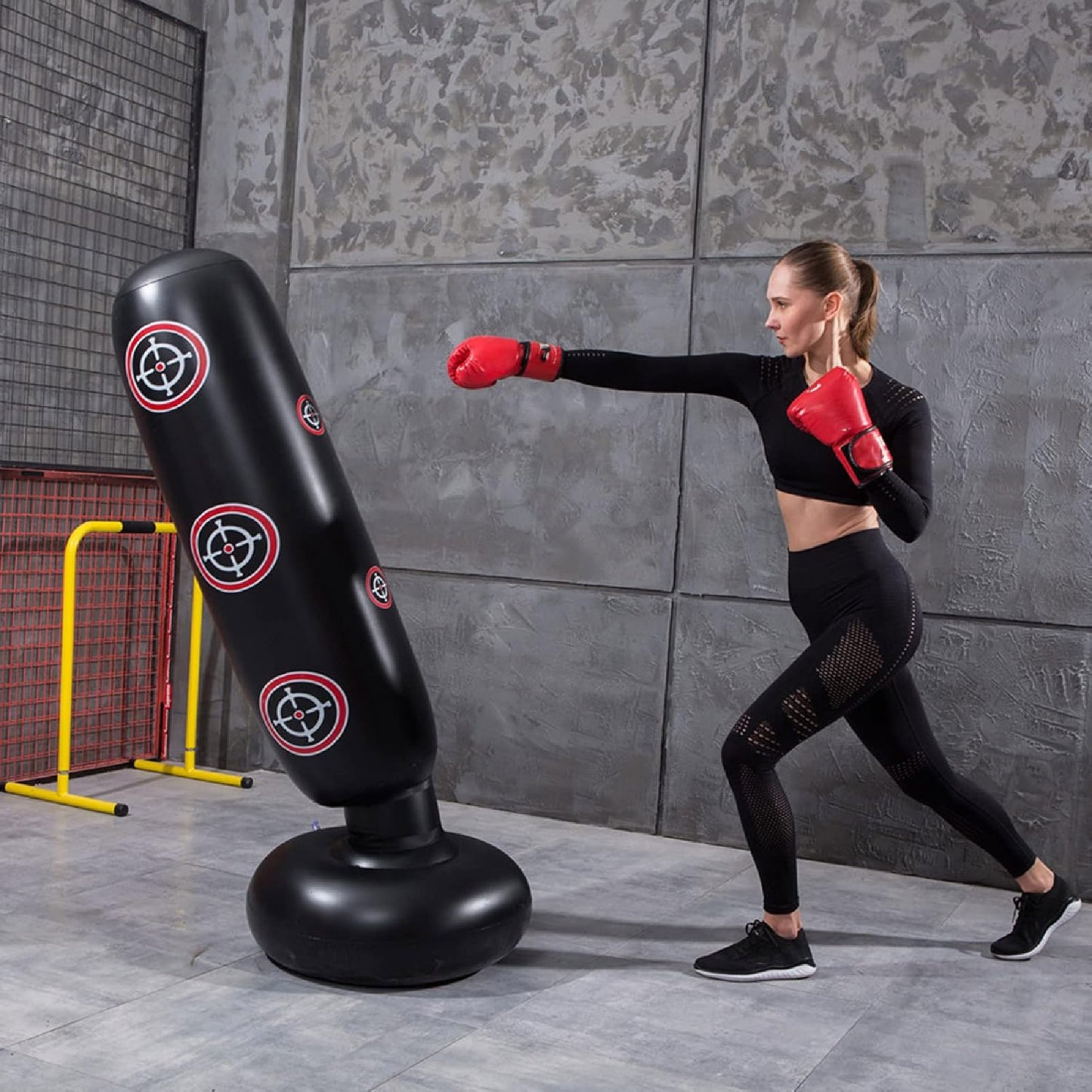 Saco Boxeo Inflable Fitness Con Guantes