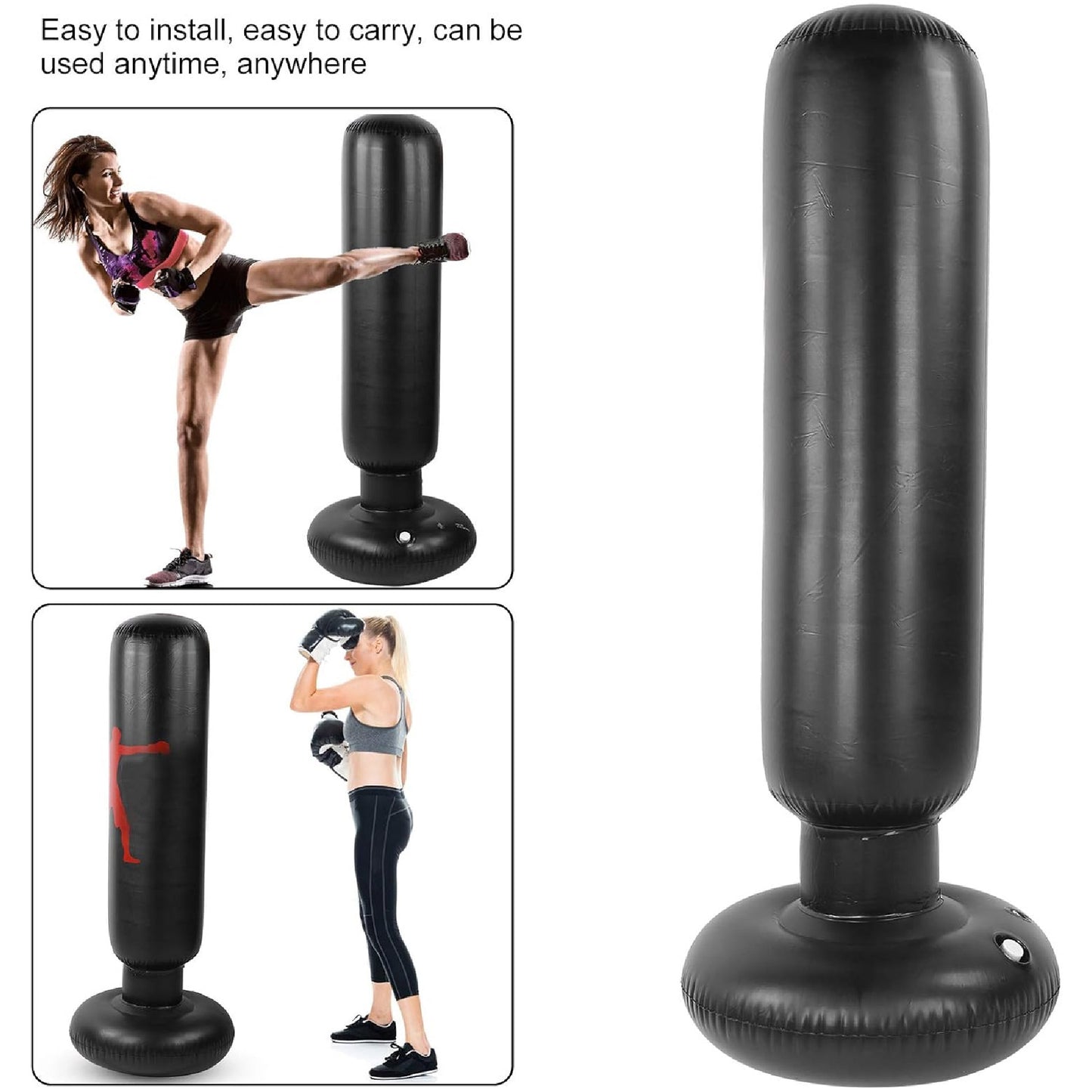 Saco Boxeo Inflable Fitness Con Guantes