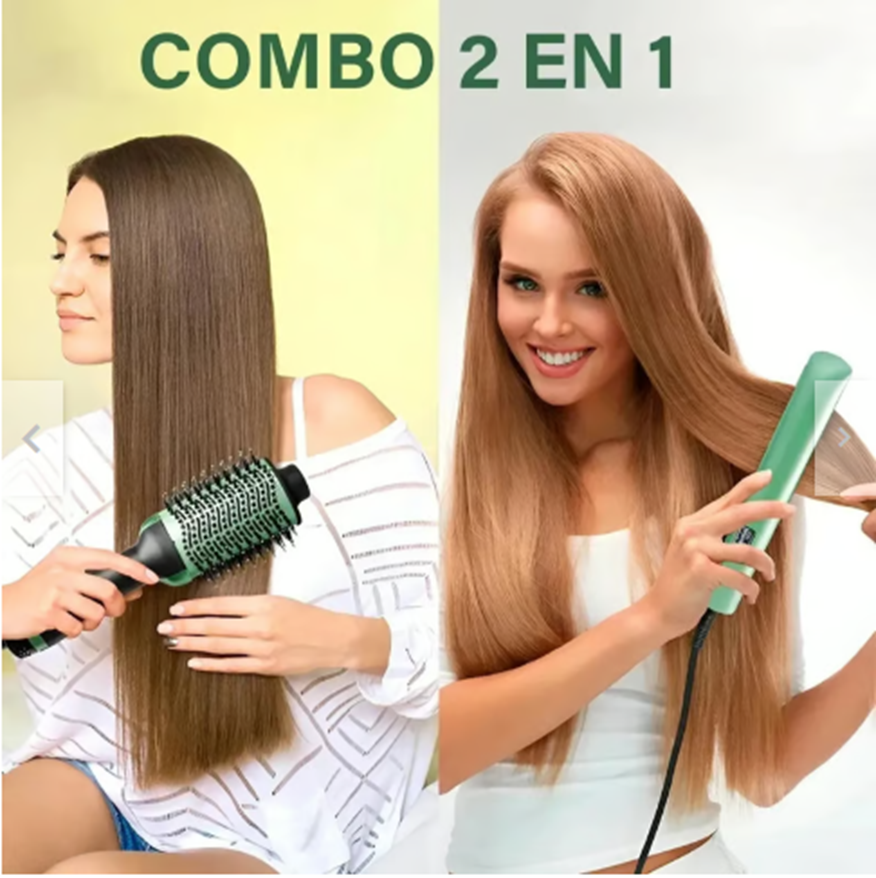 Combo Plancha+Cepillo Secador Aguacate